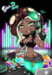  &lt;3 &lt;3_eyes 2017 5_fingers bare_shoulders beauty_mark being_watched blush breasts cephalopod cleavage clothed clothing dark_skin english_text eyebrows eyelashes female fingerless_gloves gloves green_eyes group headphones hi_res humanoid inkling jacket jazz_jack lipstick looking_at_viewer makeup marina_(splatoon) marine midriff navel navel_piercing nintendo not_furry octoling octopus piercing signature solo_focus splatoon squid tentacle_hair tentacles text thigh_gap video_games wide_hips 