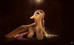  equine feathered_wings feathers female feral fluttershy_(mlp) friendship_is_magic fur green_eyes hair hooves mammal my_little_pony noctilucent-arts pegasus pink_hair simple_background sitting solo wings yellow_feathers yellow_fur 