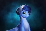  blue_eyes blue_fur blue_hair curved_horn equine fan_character feathered_wings feathers female feral fur hair hybrid l1nkoln mammal my_little_pony pegasus smile solo wings 