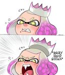  1girl angry blush fangs hime_(splatoon) inkling shadman splatoon splatoon_2 yelling yellow_eyes 