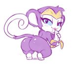  banana big_butt blue_sclera blush butt female food fruit looking_at_viewer looking_back mammal monkey primate shantae shantae_(series) solo suggestive thick_thighs unknown_artist 