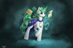  book cape clothing equine fan_character female feral green_hair hair hooves horn l1nkoln mammal my_little_pony purple_eyes solo standing unicorn 