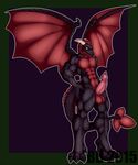  2017 abs animated anthro balls big_penis blackbear digital_media_(artwork) dragon erection fin horn huge_penis male muscular no_sound nude omi_softpaws penis simple_background smile solo standing teeth wings yellow_eyes 