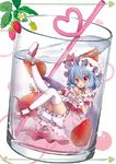  :o alternate_costume bangs beni_kurage bloomers blue_hair center_frills checkered checkered_dress choker crazy_straw cup dress drink drinking_glass drinking_straw flower food fruit full_body gingham hat hat_ribbon heart heart_straw highres in_container knee_up leg_up looking_at_viewer mary_janes minigirl mob_cap neck_ribbon off-shoulder_dress off_shoulder pink_dress puffy_short_sleeves puffy_sleeves red_eyes red_footwear red_ribbon remilia_scarlet ribbon ribbon_choker sash shoes short_sleeves soda solo strawberry strawberry_blossoms submerged thighhighs touhou underwear white_background white_legwear wrist_cuffs 