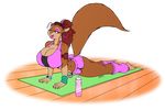  2017 alpha_channel anthro big_breasts breasts cleavage clothed clothing ear_piercing female huge_breasts mammal marika_(teer) piercing rodent smile solo squirrel teer yoga 