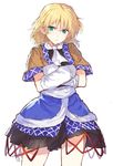  abusoru arm_warmers black_skirt blonde_hair blue_skirt crossed_arms green_eyes highres looking_at_viewer miniskirt mizuhashi_parsee pointy_ears short_hair simple_background sketch skirt solo standing touhou white_background 