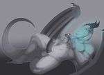  anthro balls dragon erection fluffyblarg horn male muscular nude phone smile solo wings 