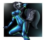  bodysuit camel_toe clothed clothing glowing ionic44 laytex looking_at_viewer mammal nipple_bulge skinsuit skunk solo tight_clothing 