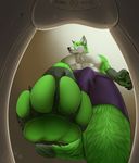  2016 4_toes 5_fingers anthro black_nose bulge canine claws clothing digital_media_(artwork) erection feet foot_focus fur green_pawpads hi_res homogenousrule macro male mammal muscular muscular_male pawpads pecs solo toe_claws toes underwear whiskers wolf 