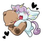  &lt;3 blue_fur blush capybara coal_(jewelpet) duo equine feathered_wings feathers feral fur hair horn hug jewelpet male mammal opal_(jewelpet) open_mouth purple_hair rodent sanrio simple_background white_background winged_unicorn wings なめこ/あじゅか 