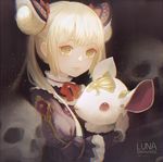  animal blonde_hair character_name copyright_name double_bun echosdoodle long_hair looking_at_viewer luna_(shadowverse) mouse shadowverse twintails upper_body yellow_eyes 