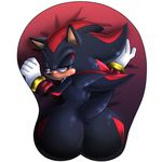  angelofhapiness anthro big_butt bubble_butt butt green_eyes half-closed_eyes hedgehog high-angle_view huge_butt looking_back male mammal mousepad presenting shadow_the_hedgehog smile sonic_(series) 