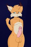  balls big_penis blue_eyes bubsy bubsy_(series) cute erection feline fur girly humanoid lynx mammal orange_fur penis salamikii thick_thighs video_games wide_hips 