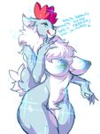  2016 absurd_res anthro antlers big_breasts big_nipples blue_eyes blue_fur blue_nipples breasts cervine chest_tuft ear_piercing facial_piercing female fur hi_res horn mammal navel nipple_piercing nipples nose_piercing nose_ring piercing reindeer saliva septum_piercing smile solo standing them&#039;s_fightin&#039;_herds thick_thighs tongue tongue_out tuft velvet_reindeer_(tfh) venusflowerart white_fur wide_hips 