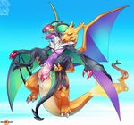 2017 2_toes 3_fingers 3_toes abdominal_bulge animal_genitalia animal_penis bat big_penis black_body blush butt butt_grab charizard chest_tuft claws countershading cum cum_in_pussy cum_inside cum_on_penis digital_media_(artwork) dragon duo ejaculation erection eyes_closed female feral fire flaming_tail flying flying_sex from_behind_position fur hand_on_butt happy happy_sex horn huge_penis interspecies jewelry knot looking_pleasured male male/female male_penetrating mammal membranous_wings miss-yazriel nintendo noivern nude open_mouth orange_scales orgasm outside patreon penetration penis penis_shaped_bulge pok&eacute;mon purple_body pussy ring scales scalie sex sharp_teeth size_difference sky spread_legs spreading stand_and_carry_position standing teeth thick_tail tight_fit toe_claws toes tongue tongue_out tuft vaginal vaginal_penetration video_games watermark winged_arms wings 