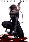  1girl 89g batman_(series) black_bat black_hair blood cassandra_cain dc_comics simple_background sword white_background 