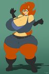  2017 absurd_res anthro big_breasts blush breasts cleavage clothed clothing eyewear female glasses hedgehog hi_res huge_breasts mammal midriff navel smile solo supersonicrulaa thick_thighs wide_hips 