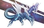  abstract_background ambiguous_gender dialga feral legendary_pok&eacute;mon nintendo pok&eacute;mon qwertydragon red_eyes restricted_palette side_view solo video_games 