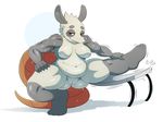  anthro breasts featureless_breasts female mammal marsupial muscular muscular_female opossum poppy_opossum poppy_opossum_(character) pussy slightly_chubby smile solo sssonic2 stretching sweat table webcomic 