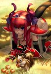  :o all_fours armor bikini_armor blue_eyes blush boots breasts downblouse elbow_gloves elizabeth_bathory_(brave)_(fate) elizabeth_bathory_(fate) elizabeth_bathory_(fate)_(all) eyebrows_visible_through_hair fate/extra fate/extra_ccc fate/grand_order fate_(series) gauntlets gloves grass hanging_breasts horns loose_bikini nipples oversized_clothes pointy_ears pumpkin red_armor see-through shoulder_armor small_breasts spaulders squirrel tail thighhighs yumekii 