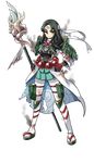  &gt;:( armor artist_request beads frown full_body green_hair hachimaki hand_on_hip headband holding holding_spear holding_weapon long_hair nanao_(oshiro_project) official_art oshiro_project oshiro_project_re polearm prayer_beads solo spear thick_eyebrows thighhighs torn_clothes torn_hachimaki torn_legwear transparent_background v-shaped_eyebrows weapon yellow_eyes 