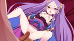  1girl bare_shoulders blush chinese_clothes cum cum_on_breasts dress facial fate/grand_order fate_(series) flat_chest frills hair_ornament long_hair lying nipples open_mouth penis purple_eyes purple_hair pussy ribbon sex spread_legs tears twintails wu_zetian_(fate/grand_order) 