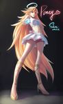  absurdres artist_name blonde_hair blue_eyes breasts character_name dated high_heels highres large_breasts long_hair looking_at_viewer navel panty_&amp;_stocking_with_garterbelt panty_(psg) parted_lips shon signature skirt smile solo very_long_hair white_skirt 