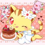  &lt;3 bear birthday blush bow brown_bear cake candy cat chocolate clothing eyelashes eyes_closed feline female feral food fruit fur jewelpet jewelry labra_(jewelpet) looking_back mammal mochi necklace open_mouth pawpads pink_fur purple_fur red_eyes sakuran sango_(jewelpet) sanrio strawberry striped_fur stripes sweetspets tabby tan_fur tongue tongue_out wings アイミ 