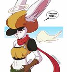  2017 anger_vein angry anthro breasts clothed clothing death dialogue dragon_ball dragon_ball_super english_text eyelashes female frown fully_clothed fur halo hat lagomorph lionalliance mammal pink_nose rabbit red_eyes scarf signature solo sorrel_(dragon_ball) speech_bubble text white_fur wings 