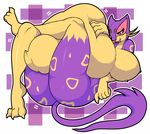  abstract_background anthro bedroom_eyes belly belly_squish big_belly big_breasts breasts crossed_legs featureless_breasts female female_pred green_eyes grin half-closed_eyes holding_belly huge_breasts hypnofood liepard lying nintendo on_back pok&eacute;mon seductive slightly_chubby smile solo_focus thick_thighs video_games vore 