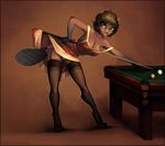  2016 anthro beaver billiards black_body black_nose breasts brown_background brown_body brown_hair cleavage clothed clothing clothing_lift digital_media_(artwork) dress dress_lift female fully_clothed garter_straps green_eyes hair hi_res holding_object justeen larest leaning leaning_forward legwear lingerie looking_away mammal multicolored_body off_shoulder panties pinup pool_cue pool_table pose raised_skirt red_topwear rodent shaded sheer_clothing short_hair simple_background smile soft_shading solo stockings tongue translucent transparent_clothing transparent_legwear underwear wood 
