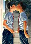  2boys blush erection foreskin frottage kiss male_focus multiple_boys necktie outdoors penis penis_grab school_uniform shigeru_(shounen_zoom) student yaoi 