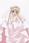  1girl bare_shoulders blonde_hair breasts bridal_veil bride cleavage collarbone dress flower gloves green_eyes hayate_no_gotoku! highres huge_filesize long_hair medium_breasts necklace open_mouth sanzen&#039;in_nagi solo tiara twintails veil wedding_dress 