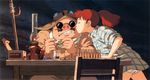  bullet cup facial_hair female fire highres kiss male mustache ponytail porco_rosso scan studio_ghibli tied_hair 