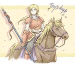  armor armored_boots boots character_name dated fingerless_gloves gloves green_eyes horse long_hair low_ponytail male_focus naacien polearm solo spear star tear_ring_saga troy_(tear_ring_saga) vestaria_saga weapon 