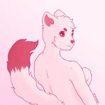  &lt;3 &lt;3_eyes 2017 ambiguous_gender anthro buurgerboy cat cheek_tuft dipstick_tail feline fur gradient_background looking_at_viewer mammal monochrome multicolored_tail nude pink_background pink_fur rear_view signature simple_background solo sprinkles_(matchabun) tuft 