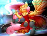  clothed clothing detailed_background equine eyes_closed fluttershy_(mlp) friendship_is_magic hair hooves madacon mammal my_little_pony pegasus pink_hair smile wings 