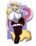  anthro big_breasts bovine breasts cattle clothed clothing dragon female horn huge_breasts hybrid lavenderpandy looking_at_viewer mammal nipple_bulge nurse nurse_uniform solo standing uniform voluptuous 