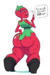  anthro big_butt butt clothing drupe english_text female food fruit not_furry ok_k.o.!_let&#039;s_be_heroes slb solo strawberry text thick_thighs 