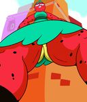  anthro butt clothing drupe female food fruit green_clothes not_furry ok_k.o.!_let&#039;s_be_heroes panties solo strawberry thick_thighs underwear unknown_artist upskirt 