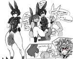  2015 ami_dixie aniece animal_humanoid anus bangs big_penis blush bottomless bow_tie clothed clothing dialogue english_text erection female hair humanoid lagomorph male mammal modeseven open_mouth penis perineum rabbit_humanoid red_eyes seymore short_hair text 
