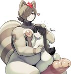 &lt;3 anthro areola big_penis breast_squish breasts duo erection hi_res huge_penis lagomorph male male/male mammal maple_(modeseven) modeseven moobs nipples nude penis rabbit seymore simple_background size_difference tanuki uncut white_background 