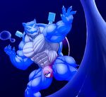 2013 abs action_pose anthro anthrofied biceps blastoise blue_background bulge claws clothing front_view huge_muscles leaning lighting male muscular muscular_male neck_muscles nintendo pecs pok&eacute;mon portrait quads ripped-saurian scalie shell simple_background smile smirk solo spread_legs spreading standing thong three-quarter_portrait triceps video_games water waterbending 