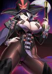  antique_firearm black_footwear black_legwear black_leotard boots breasts bursting_breasts cleavage coat dahut_(fate/grand_order) derauea eyepatch fate/extra fate/grand_order fate_(series) firearm firelock francis_drake_(fate) grey_hair gun hand_on_hip hat hips holding holding_gun holding_weapon huge_breasts jacket_on_shoulders leotard looking_at_viewer open_clothes open_coat pantyhose parted_lips pelvic_curtain solo thick_thighs thighhighs thighs tsurime weapon yellow_eyes 