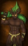  2016 abs ambush_(skylanders) big_penis bracelet claws clothing flaccid flora_fauna foreskin fundoshi glowing glowing_eyes invalid_tag inviting japanese_clothing jewelry kurtassclear loincloth looking_at_viewer male melee_weapon muscular muscular_male nipples no_sclera open_pants pecs penis penis_through_fly plant poking_out pupiless_eyes skylanders skylanders_imaginators solo sword uncut underwear weapon 