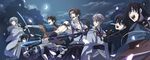  androgynous armor black_hair blue_eyes brown_hair crescent_moon earrings gun handgun highres horikawa_kunihiro izumi-no-kami_kanesada japanese_armor japanese_clothes jewelry katana katsugeki/touken_ranbu moon multiple_boys mutsu-no-kami_yoshiyuki open_mouth petals polearm ponytail purple_eyes red_hair saniwa_(katsugeki/touken_ranbu) shoulder_armor sky smile sode spear star_(sky) starry_sky stud_earrings sword tantou tonbokiri_(touken_ranbu) touken_ranbu tsurumaru_kuninaga weapon white_hair yagen_toushirou yari yellow_eyes yukko7474 