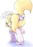  animal_ears barefoot bent_over digimon feet female furry gradient gradient_background panties pawpads paws renamon sketch soles solo tail toes translation_request underwear 