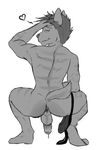  &lt;3 2017 anthro anus balls biceps butt canine clothed clothing crouching cum digital_media_(artwork) dog fur greyscale hair hearth hi_res humanoid_penis invalid_tag jockstrap laudanumserum looking_at_viewer looking_back male mammal monochrome muscular muscular_male nude penis precum simple_background sketch smile solo topless uncut underwear white_background 