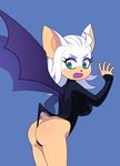  5_fingers ahoge anthro bat bat_wings big_breasts big_ears black_clothing black_nose blue_background breasts butt clothing countershade_face countershading digital_media_(artwork) embarrassed eyebrows eyelashes female fur hair humanoid_hands kempferzero leaning leaning_forward legs_together leotard lips long_hair long_sleeves looking_aside looking_away mammal membranous_wings multicolored_fur multicolored_tail open_mouth portrait purple_wings raised_tail rouge_the_bat shiny short_tail side_view simple_background small_nose solo sonic_(series) standing tan_countershading tan_fur tan_tail teal_eyes three-quarter_portrait turtleneck two_tone_fur wavy_mouth wedgie white_fur white_hair wings 