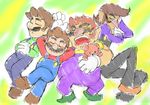  arm_behind_back arm_up blush_stickers brothers brown_hair closed_eyes closed_mouth crossed_legs facial_hair full_body gloves hand_on_own_stomach hands_on_own_stomach long_sleeves luigi lying lying_on_person male_focus mario mario_(series) mario_tennis marker_(medium) mechanical_pencil multiple_boys mustache no_hat no_headwear omu_(sinsindan) on_back on_side open_mouth overalls parted_lips pencil red_nose short_hair short_sleeves siblings sketch sleeping stuffed_animal stuffed_toy super_mario_bros. sweater teddy_bear thick_eyebrows traditional_media waluigi wario wario_land 